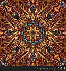 Decorative orange ornamental ethnic vector pattern background. Circle decorative pattern