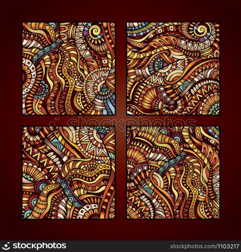 Decorative orange ornamental ethnic vector pattern set. ethnic vector pattern