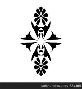 Decorative oriental ornament. Reusable floral painting stencils. For the design of wall, menus, wedding invitations or labels, for laser cutting, marquetry. Digital graphics. Black and white.