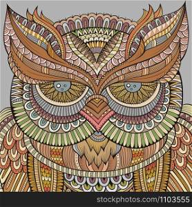 Decorative ornamental Owl bird background. Vector illustration