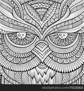 Decorative ornamental Owl bird background. Vector illustration. Decorative ornamental Owl background