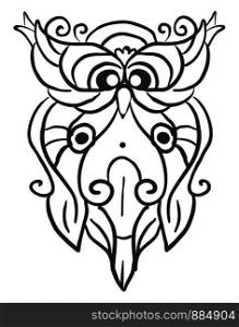 Decorative owl sketch, illustration, vector on white background.