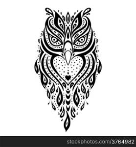 Decorative Owl. Tribal pattern. Ethnic tattoo. Vector illustration.