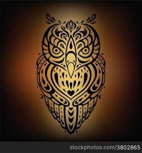 Decorative Owl. Tribal pattern. Ethnic tattoo. Vector illustration