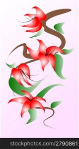 Decorative painting floral composition with beautiful flowers