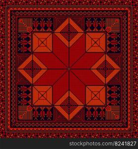 Decorative Palestinian seamless pattern in colors, traditional Tatreez embroidery, vector illustration.