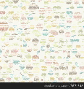Decorative pattern with circles from abstract text, vector background.