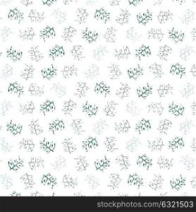 Decorative pattern with drawn branches, vector background.