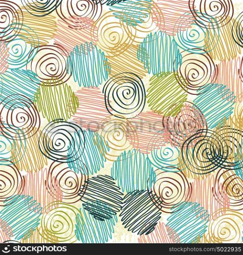 Decorative pattern with drawn circles, vector background.