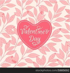 Decorative pink floral background with heart for Valentine&rsquo;s day