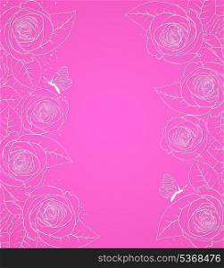 Decorative pink vector background with roses