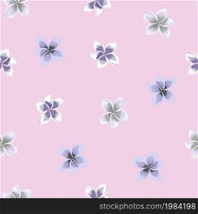 Decorative plumeria flower seamless pattern on pink background. Exotic tropical wallpaper. Abstract botanical backdrop. Design for fabric , textile print, wrapping, cover. Vector illustration.. Decorative plumeria flower seamless pattern on pink background.