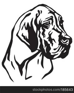Decorative portrait of dog Great Dane, vector isolated illustration in black color on white background