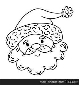 Decorative Portrait of Santa Claus. Vector. Outline illustration for christmas and new year decor, design and decoration