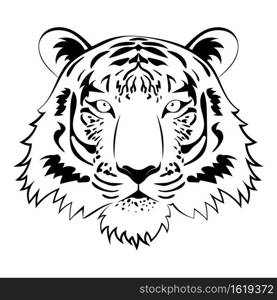 Decorative portrait of tiger line art design illustration.