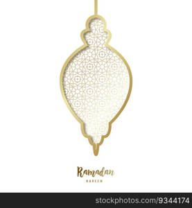 Decorative Ramadan golden lantern. Paper art sty≤.Vector illustration.