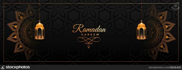 decorative ramadan kareem banner with mandala art