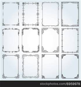 Decorative rectangle frames and borders set 4 vector