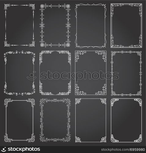 Decorative rectangle frames and borders set 4 vector