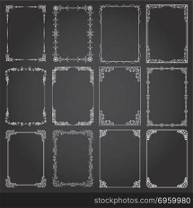 Decorative rectangle frames and borders set 4 vector