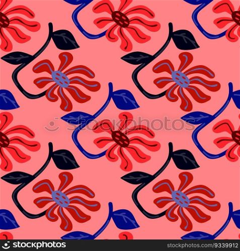 Decorative retro abstract flower seamless pattern. Vintage stylized flowers background. For fabric design, textile print, wrapping paper, cover. Vector illustration. Decorative retro abstract flower seamless pattern. Vintage stylized flowers background.