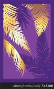 Decorative retro design with golden palm leaves illustration.