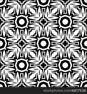 Decorative Retro Seamless Pattern. Ornamental Black White Background. Decorative Retro Black White Seamless Pattern