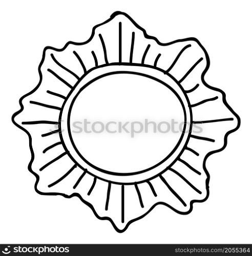 Decorative round frame. Empty shape in sketchy doodle style isolated on white background. Decorative round frame. Empty shape in sketchy doodle style