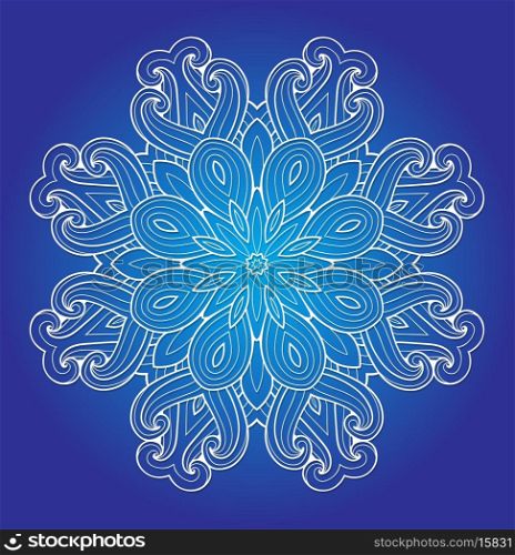 Decorative round ornament on a blue background