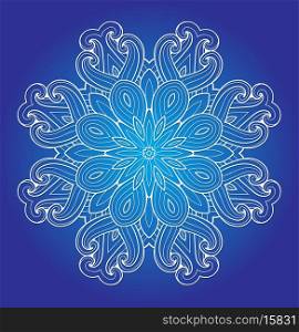 Decorative round ornament on a blue background