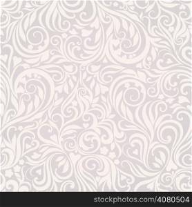 Decorative seamless floral lightgrey background with flowers and hearts