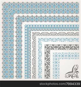 Decorative seamless islamic ornamental border with corner