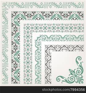 Decorative seamless islamic ornamental border with corner