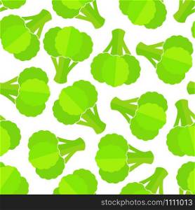 Decorative seamless organic vegetable pattern. Retro style trendy background ornament with broccoli vegetables in bright green colors. Vector illustration for vegetarian menu or fabric print.. Green broccoli seamless organic vegetable pattern