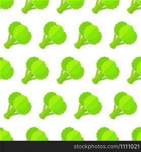 Decorative seamless organic vegetable pattern. Retro style trendy background ornament with evenly ordered broccoli vegetables in bright green colors. Vector illustration for backdrop print template.. Broccoli decorative seamless vegetable pattern