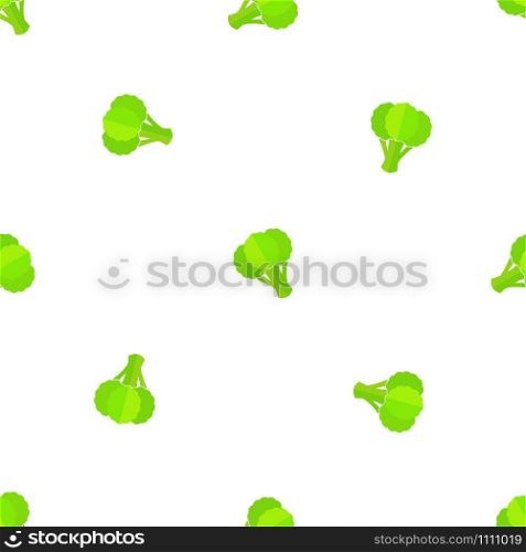 Decorative seamless organic vegetable pattern. Retro style trendy background ornament with randomly oredered broccoli vegetables in bright greenery colors. Vector illustration for vegetarian menu. Broccoli decorative seamless vegetable pattern