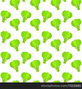 Decorative seamless organic vegetable pattern. Trendy decoration food design background in modern green colors with geometric ordered vegetables. Cute vector illustration for season celebration card.. Broccoli decorative seamless vegetable pattern