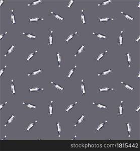 Decorative seamless pattern in dark grey colors with little bottle with message ornament. Random small print. Designed for fabric design, textile print, wrapping, cover. Vector illustration.. Decorative seamless pattern in dark grey colors with little bottle with message ornament. Random small print.