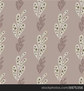 Decorative seamless pattern in pale tones with abstract nature ornament print. Beige colored artwork. Great for fabric design, textile print, wrapping, cover. Vector illustration.. Decorative seamless pattern in pale tones with abstract nature ornament print. Beige colored artwork.
