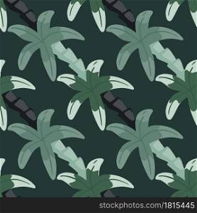 Decorative seamless pattern in pale tones with simple palm tree ornament. Green tones. Nature tropic artwork. Designed for fabric design, textile print, wrapping, cover. Vector illustration.. Decorative seamless pattern in pale tones with simple palm tree ornament. Green tones. Nature tropic artwork.