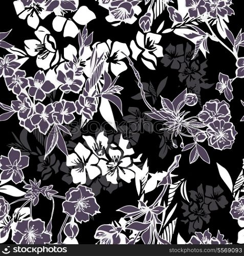 Decorative seamless pattern with blossoming cherry or sakura elements vector illustration