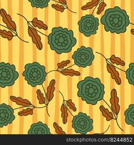 Decorative seamless pattern with doodle folk flowers ornament. Abstract doodle floral wallpaper. Great for fabric design, textile print, wrapping, cover. Vector illustration.. Decorative seamless pattern with doodle folk flowers ornament.