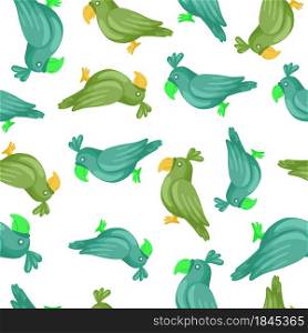 Decorative seamless pattern with random blue and green parrots silhouettes. Isolated ornament. Zoo print. Perfect for fabric design, textile print, wrapping, cover. Vector illustration.. Decorative seamless pattern with random blue and green parrots silhouettes. Isolated ornament. Zoo print.