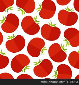 Decorative seamless vegetable pattern. Modern fashion texture background design with abstract ordered tomato vegetables in natural rose and red colors. Vector illustration for backdrop print template. Red tomato decorative seamless vegetable pattern