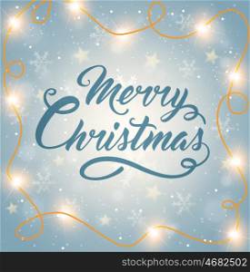 Decorative shining Christmas background with greeting inscription. Merry Christmas lettering.