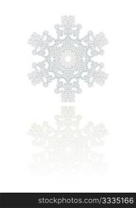 Decorative Snowflake Ornament with reflection . Vector illustration.