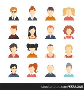 Decorative social media business blog users profile avatar trendy hairstyle design icons collection isolated flat vector illustration
