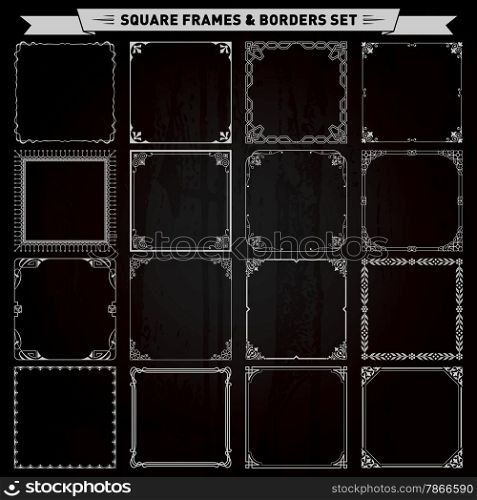 Decorative square frames and borders set vector