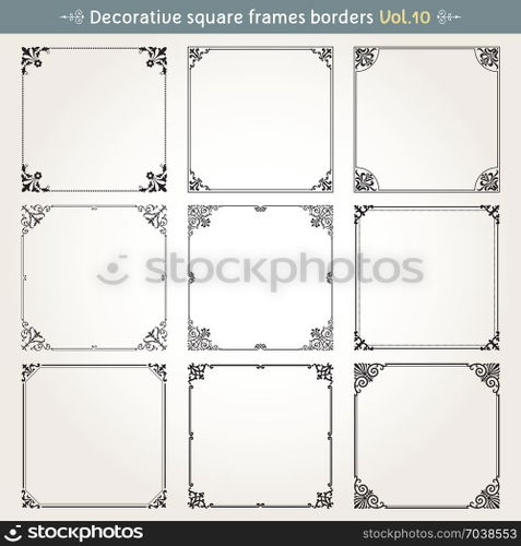 Decorative square frames borders backgrounds design elements set 10 vector