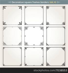 Decorative square frames borders backgrounds design elements set 10 vector